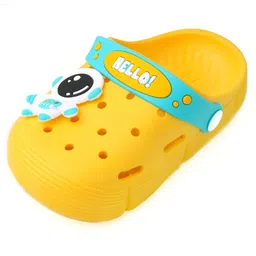 Yellow Bee Solid Perforated Clogs With Astronaut Charms - Yellow image 4