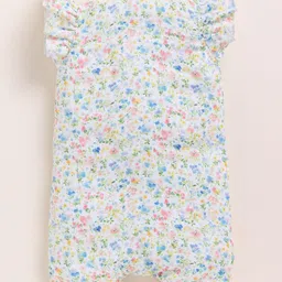 Cot & Candy Organic Muslin Cotton Knit Pack Of 2 Frill Sleeves Checked & Floral Printed Rompers - Strawberry & Spring image 4