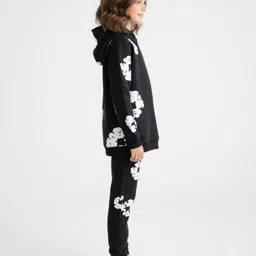 Anthrilo Fleece Knit Full Sleeves Abstract Printed Coordinating Winter Sweatshirt & Joggers Set - Black image 4