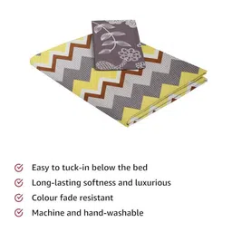 IVAZA Multicoloured Floral 130 TC Single Bedsheet with 1 Pillow Cover image 3