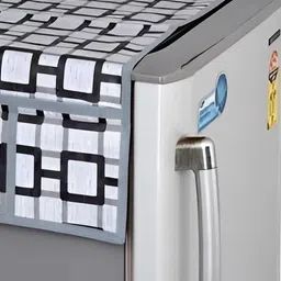 Dakshya Industries 5Pcs Grey & Black Printed Refrigerator Covers image 3