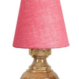 Devansh Pink Jute Natural Wood Table Lamp image 4