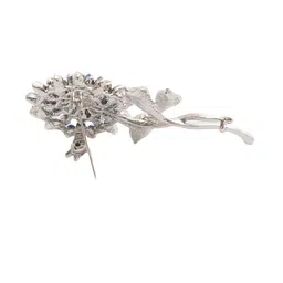 To The Nines Silver-Plated Stone Studded Floral Brooch image 4