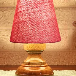 Devansh Pink Jute Natural Wood Table Lamp image 5