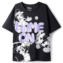 HoneyHap Disney Single Jersey Knit Oversize Drop Shoulder Half Sleeves T-Shirt with Minnie Mouse Graphics Pack of 2 - Black & Lilac image 5