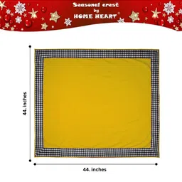 Home Heart Yellow Cotton 4-Seater Table Cover with Patchwork details image 3