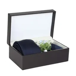 Louis Philippe Navy Solid Tie with Pocket Square and Lapel Pin-image-21