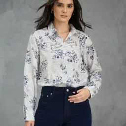 Iconic Women Off White Printed Collared Shirt-picture-24