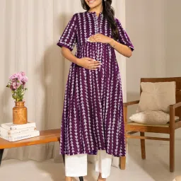 Janasya Purple Cotton Printed Kurta image 3