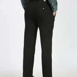 Peter England Black Slim Fit Texture Trousers image 2