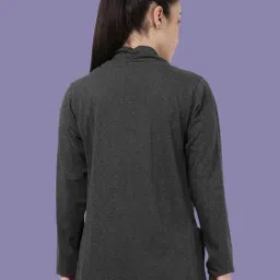 Kryptic Charcoal Melange and Elephant Grey Cotton Solid Open Front Shrug with Pockets, Pack of 2 image 2