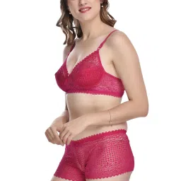 AROUSY Green & Blue Self Pattern Bra Panty Set - Pack Of 3 image 3