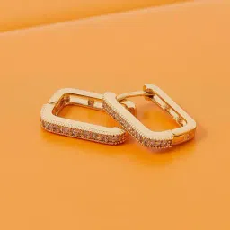 Accessorize London Real Gold-Plated Gold Z Sparkle Rectangle Hoop Earrings-picture-48