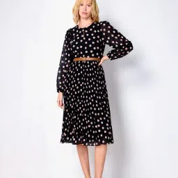 Cover Story Black Polka Dot A Line Dress-image-16