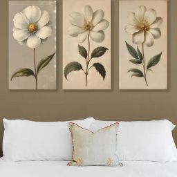Nestroots Delicate White Flower Canvas Series Stretch Canvas Frame Wall Painting - Set of 3-picture-22