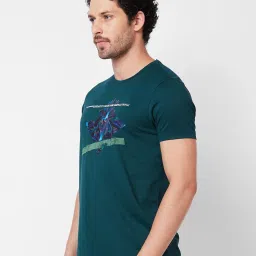 Spykar Green Slim Fit Printed T-Shirt image 3