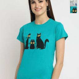 Tromko Women Pack of 3 Typography Printed Round Neck Cotton Regular Fit T-shirts-picture-17