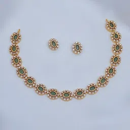 Talish Gold-Plated Brass American Diamond Necklace & Earrings-image-10