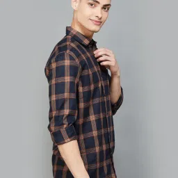 Fame Forever by Lifestyle Navy Slim Fit Check Shirt image 3