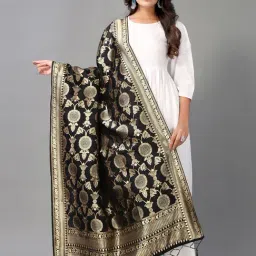 Satrani Black Woven Pattern Dupatta-picture-10