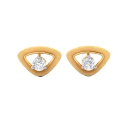 p.c. chandra jewellers BIS Hallmarked 14k Yellow Gold American Diamond Triangle Stud Earrings for Women & Girls-picture-16