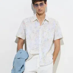 WES Casuals by Westside Off-White Botanical Relaxed-Fit Cotton Shirt-picture-39