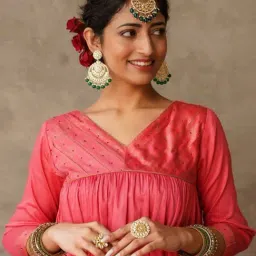 Akiso Coral Parv Block Printed Anarkali Kurta with Pant and Chanderi Dupatta image 5