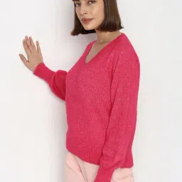 Vero Moda Pink Self Design Pullover image 4