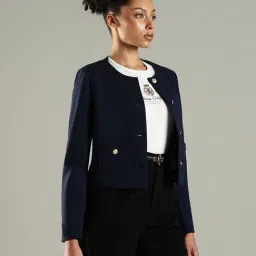 Tommy Hilfiger Navy Cotton Slim Fit Jacket image 4