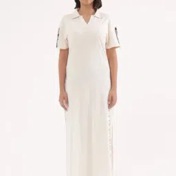 Slumber Jill Off White Cotton Comfort Fit Printed Dress-image-38
