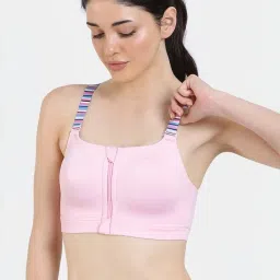 Zelocity by Zivame Pink Solid Workout Bra image 3