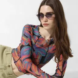 Only Multicolor Printed Crop Top-image-84