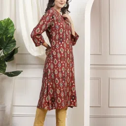 Nayam by Lakshita Maroon Chanderi Printed Kurta image 3