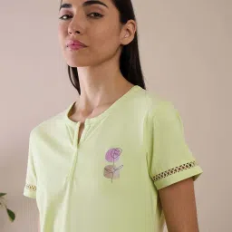 Sweet Dreams Green Plain Pyjama Set image 3