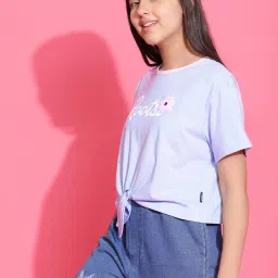 Lil Tomatoes Kids Blue Printed Crop Top image 3