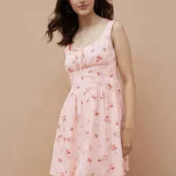 Ginger By Lifestyle Dusty Pink Regular Fit Floral Print Dress image 3