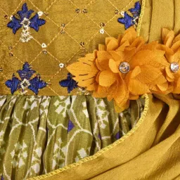 Wish Karo Kids Mustard Applique Frock image 3