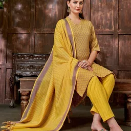 KALINI Women Ethnic Motifs Printed Kurta with Trousers & Dupatta-image-93