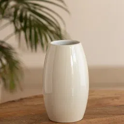 ExclusiveLane Barrel Modern White Ceramic Decorative Vase-image-32