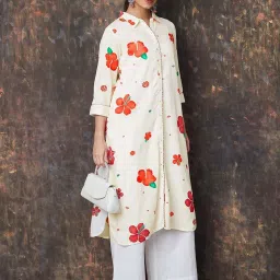 Melange By Lifestyle White Regular Fit Floral Print Kurtas image 3