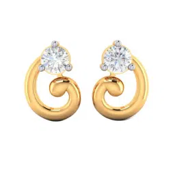 p.c. chandra jewellers BIS Hallmarked 14k Yellow Gold American Diamond Stud Earrings for Women & Girls-picture-20