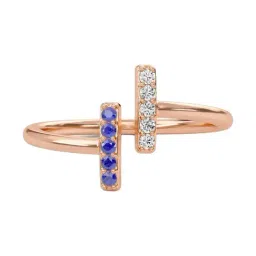 SHINE ETERNAL Lab Grown Diamond 14k (585) Rose Gold Linear Sapphire Open Ring for Women-picture-44