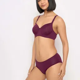 Clovia Purple Regular Fit Bra Panty Set image 3