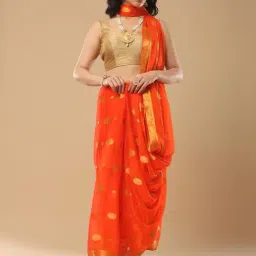 Saree Mall Orange Woven Saree With Unstitched Blouse-picture-14