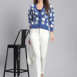 Monte Carlo Royal Blue Floral Print Cardigan image 3