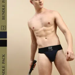 Zoiro Black & Navy Regular Fit Colour Block Briefs - Pack Of 2-image-19