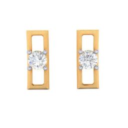 p.c. chandra jewellers BIS Hallmarked 14k Yellow Gold Rectangular-shape Stud Earrings for Women & Girls-picture-2