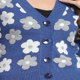Monte Carlo Royal Blue Floral Print Cardigan image 4