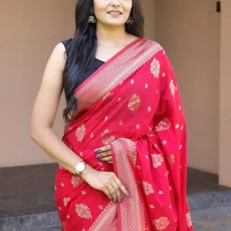 YAMUNE Ethnic Motifs Zari Pure Silk Handloom Banarasi Saree image 2