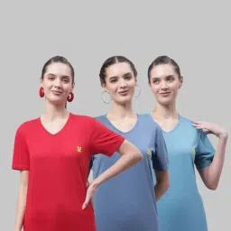 Vimal Jonney Red & Blue Cotton Sports T-Shirt - Pack Of 3-picture-39